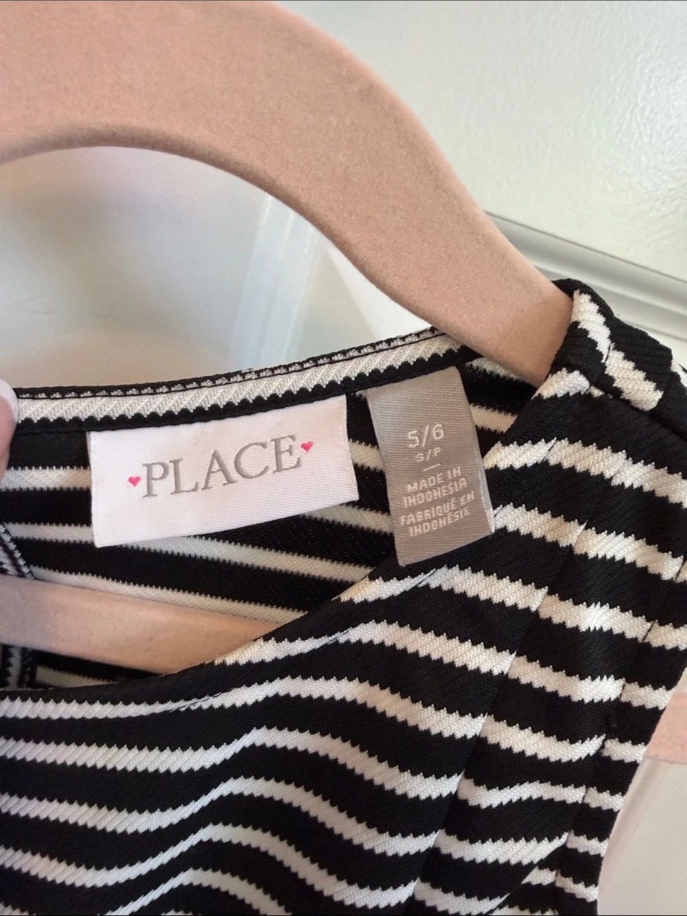 The Children's Place Black and White Striped Sleeveless Fit & Flare Dress